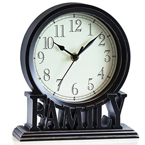 AYRELY 빈티지 데스크 시계 Silent-Non-Ticking 6.5-inch 다이얼 장식용 테이블 시계, 레트로 Mantel 시계  거실, 침실, 선반형, 난로, Farmhouse 장식
