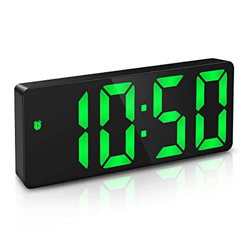업그레이드된 Ankilo 디지털 시계, LED 알람 시계 침실, 전자제품 데스크탑 시계 온도 디스플레이, 조절가능 밝기, 음성 컨트롤, 12/ 24H, 스몰 시계 침실 장식
