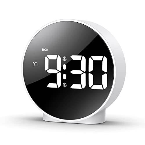 AMIR 디지털 알람 시계, LED 전자제품 시계, 스몰 데스크 시계 2 알람, 스누즈버튼,알람다시울리기, 밝기조절가능 알람 Days 세트 12/ 24H 디스플레이, Bedside 시계 가정용 ( 배터리/  어댑터 not 포함)