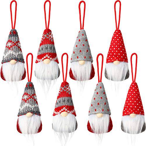 8 피스 Gnome 크리스마스 장식품 핸드메이드 봉제 Gnomes 산타 Elf 크리스마스 데코,장식 트리 걸수있는 스칸디나비아 산타 Elf 홈 테이블 장식