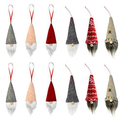 obmwang 12 팩 Gnome 크리스마스 장식품, Swedish 크리스마스 Gnome 봉제 인형 스칸디나비아 산타 Elf 테이블 장식품  크리스마스트리 걸수있는 장식