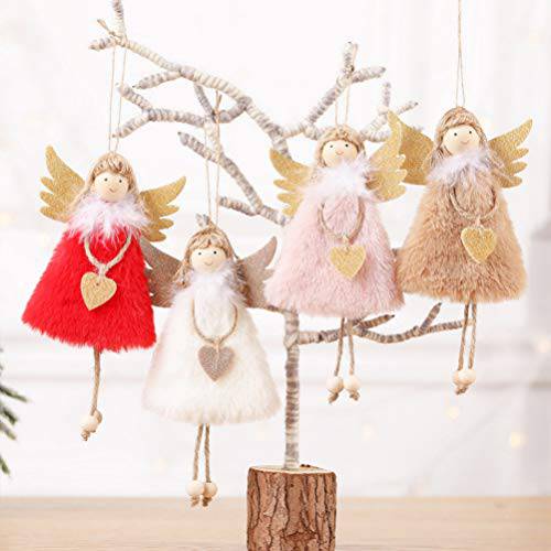Toyvian 4PCS 크리스마스 장식품 걸수있는 인형 Adorable 봉제 Angel 쉐입 인형 장식품 크리스마스트리 장식 선물 장난감 크리스마스 파티