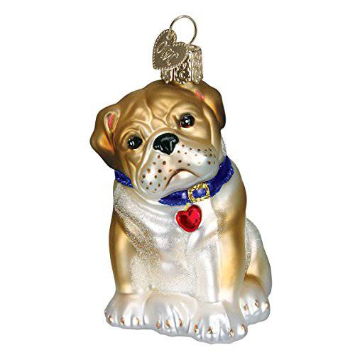 Old 세계 크리스마스 장식품: 강아지 콜렉션 글래스 부푼 장식품  크리스마스트리, Bull Pup