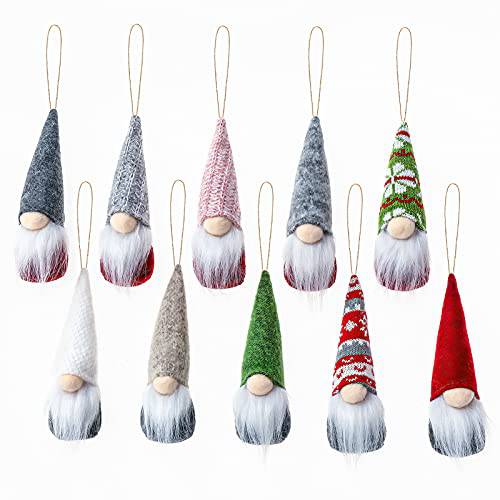 크리스마스트리 장식품 걸수있는 Gnomes, 세트 of 10, YEHANTI Gnomes 크리스마스 데코,장식 Swedish 핸드메이드 봉제 Gnomes, 산타 Elf 크리스마스 장식품 2022, 크리스마스 Gnomes 걸수있는 장식