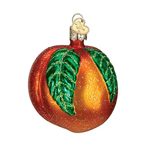 Old 세계 크리스마스 장식품: 과일 Selection 글래스 부푼 장식품  크리스마스트리, 복숭아