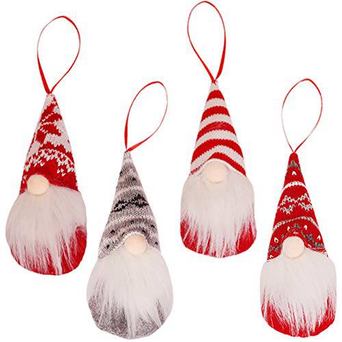 크리스마스 걸수있는 장식, 4 피스 Elf Gnome 산타 핸드메이드 Swedish Tomte 봉제 크리스마스트리 벽면 장식품 홈 장식