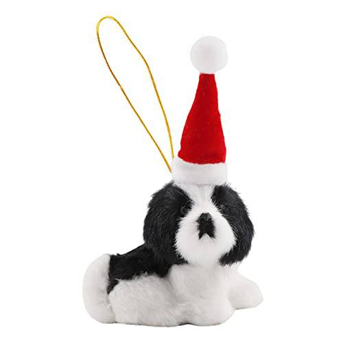 크리스마스 강아지 장식, 미니 모피 강아지 산타 모자 홀리데이 트리 걸수있는 장식 선물 강아지 Lovers