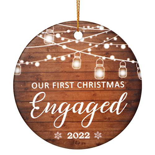 2022 Our First 크리스마스 Engaged 크리스마스 장식품, 크리스마스 선물 커플,  크리스마스트리 장식품 걸수있는 악세사리, 데코,장식 장식품 크리스마스트리S, Newlywed 크리스마스 Keepsake