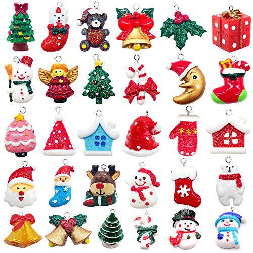 30 PCS 미니 레진 크리스마스 Ornaments-Miniature 크리스마스트리 Ornament-Micro 경치 장식  크리스마스트리 장식