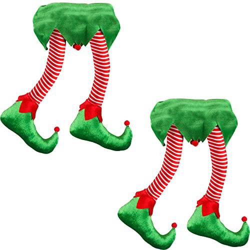 Trounistro 2 팩 크리스마스 Elf 다리 크리스마스트리 Elf 다리 장식 크리스마스 데코,장식 봉제 다리  크리스마스트리 홈 파티 화환 장식