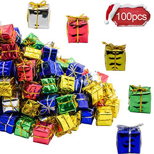 100PCS 샤이니 미니 Boxes Ornaments-Assorted 컬러 메탈릭,메탈 포일 포장 장식품 장식 Boxes  크리스마스트리 걸수있는 데코,장식