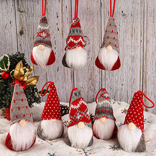 크리스마스 Gnomes 걸수있는 장식품 세트 of 8, Swedish Gnome 핸드메이드 봉제 산타 엘프 크리스마스트리 걸수있는 데코,장식 홀리데이 크리스마스 데코,장식