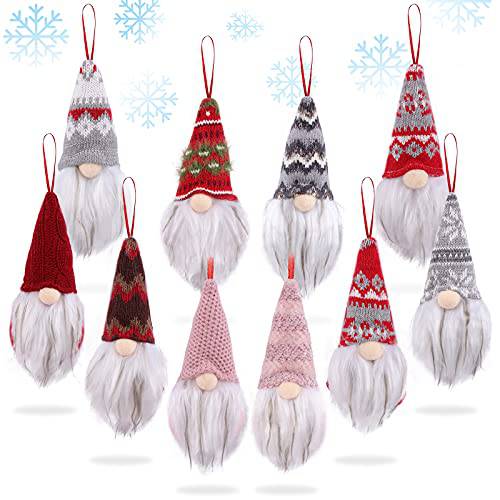 크리스마스트리 걸수있는 Gnomes 장식품 세트 of 10, Swedish 봉제 Gnomes 비어드,수염 장식품 핸드메이드 스칸디나비아 산타 엘프 걸수있는 홈 데코,장식 크리스마스 데코,장식 홀리데이 데코,장식