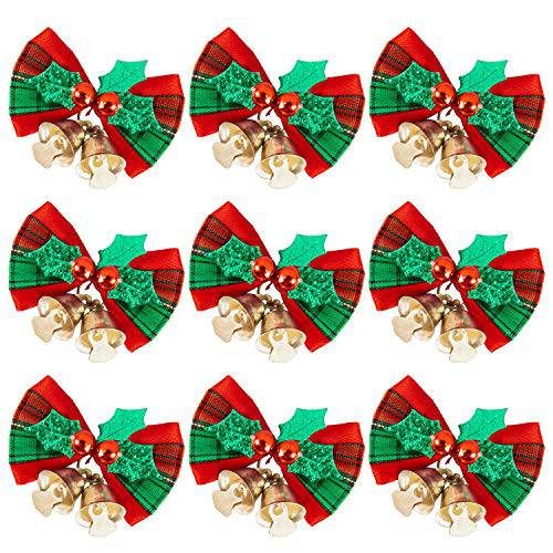 Whaline 24pcs 크리스마스 보우 크리스마스 화환 미니 Bows 크리스마스트리 Bows 크리스마스 장식용 Bows 천 걸수있는 데코,장식 장식품 새해 Festive, 레드 and 그린 (2 x 1.6in)