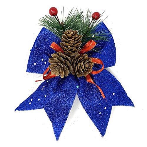 Allgala 크리스마스 장식용 Bows 화환 화환 Treetopper 크리스마스트리 (07 Med 로얄 블루 4-PK)-XBW93087