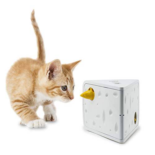 PetSafe  자동 치즈 고양이 장난감, 체험형 전자제품 마우스 Hunt, 듀러블 장난감 다양한 플레이 모드, Fun 새끼고양이 to Pounce and 플레이, 화이트/ Yellow, 5 x 5.75 x 7.5 (536161)