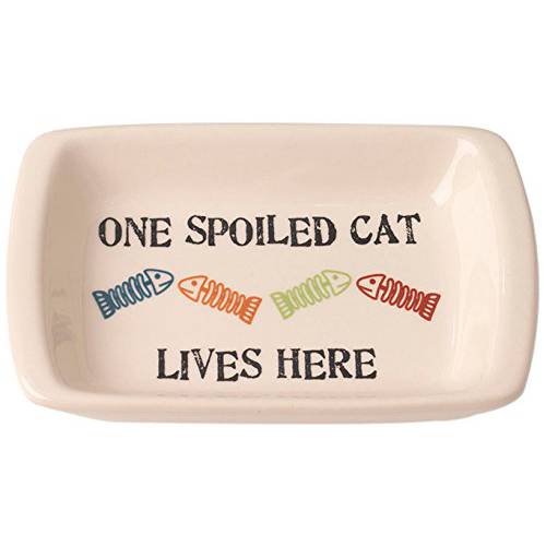 PetRageous 원 Spoiled 고양이 직사각형 Saucer 그릇, 5/ 2.5oz, 내츄럴/ 다양한색