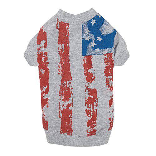 Zack& Zoey America’s Pup Flag-Print Tee 셔츠 개, 16 미디엄, 그레이