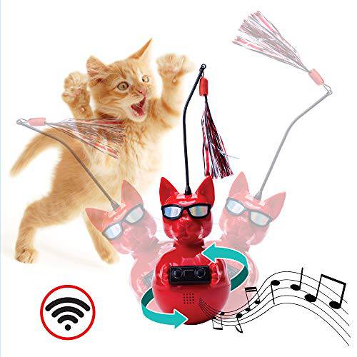 Penn-Plax DJ Whiskerz 무선 스피커 댄스 고양이 장난감  캣닙 | Fun and 재미있는 Your 고양이, 레드