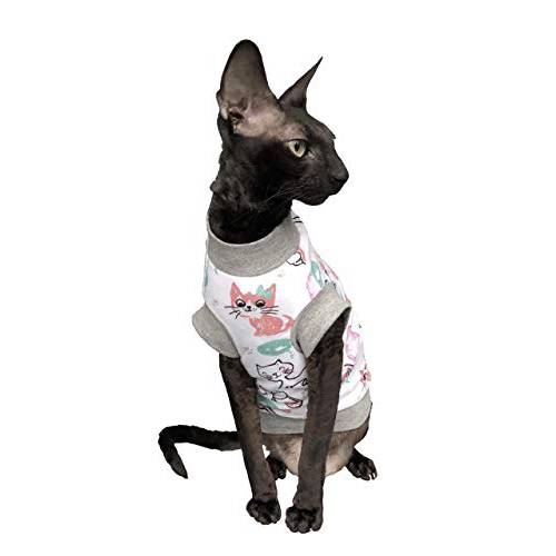 Kotomoda  고양이 웨어 Sphynx Cat’s 코튼 스트레치 T-Shirt Morning 고양이 (L)