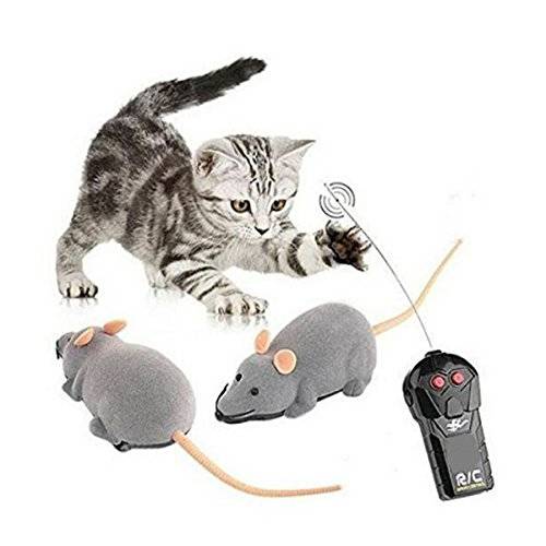 Fusicase  장난감, 패션 쿨 스타일 New 리모컨, 원격 Rat 마우스 무선 장난감 고양이 Kitten 강아지 애완동물 Novelty 선물 Trick/ 플레이 Cat(Gray)