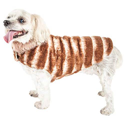 애완동물 Life Luxe ’Tira-Poochoo’ Tiramisu 패턴화 밍크 강아지 코트 재킷
