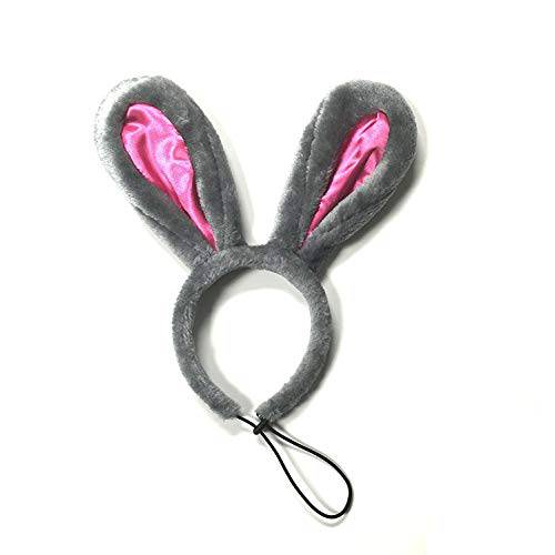 Midlee Easter Bunny 그레이&  핑크 토끼 Ears  대형견 헤드밴드 테일