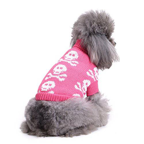 S-Lifeeling  해골 강아지 스웨터 홀리데이 할로윈 크리스마스 애완동물 옷 소프트 편안 강아지 옷 - 핑크