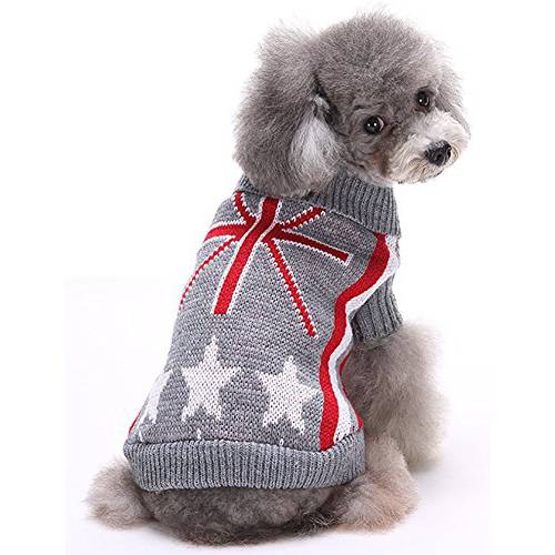 강아지 Apparel 옷 재킷&  스웨트셔츠 스웨터 UK 깃발 패턴 터틀넥 애완동물 스웨터