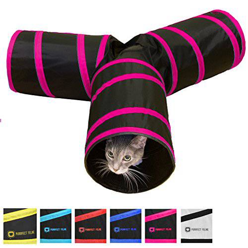 Purrfect Feline 터널 펀 접이식,접을수있는 3-Way 고양이 터널 장난감 Crinkle