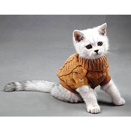 Evursua  애완동물 고양이 스웨터 Kitten 옷 고양이 스몰 개, 터틀넥 고양이 옷 풀오버 소프트 Warm, 호환 Kitty, 치와와, Teddy, 푸들, Pug