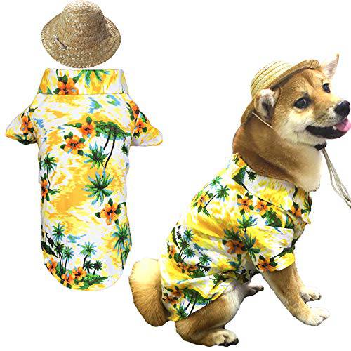 하와이안 애완동물 강아지 T-Shirt 섬머 캠프 옷 Apparel  밀짚모자 스몰 미디엄 대형견 강아지 고양이