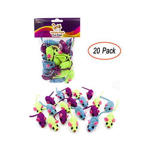AXEL PETS 20 Hypno Colorful 마우스 딸랑이 사운드, 체험형 캐치 플레이 Teaser 마우스 장난감 고양이 and 새끼고양이. 팩 of 20 마우스