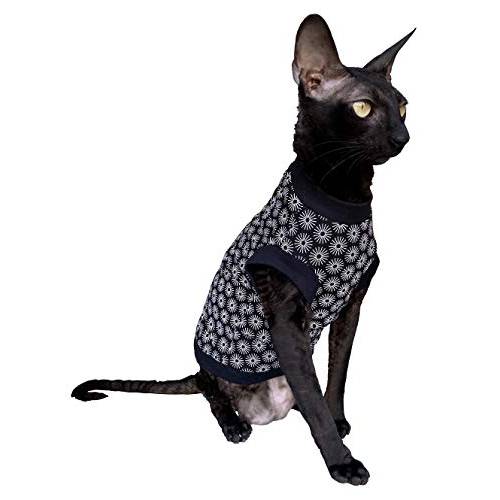 Kotomoda Hairless Cat’s 코튼 스트레치 T-Shirt 블랙 스프링 Sphynx 고양이