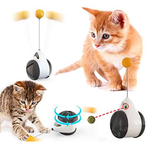 체험형 고양이 장난감 실내 고양이, 밸런스 고양이 몰이 장난감 캣닙, 360 도 자동 회전 볼 차량용 Funny Teaser Kitten 장난감, 트레이닝 사냥 Instinct Kitty