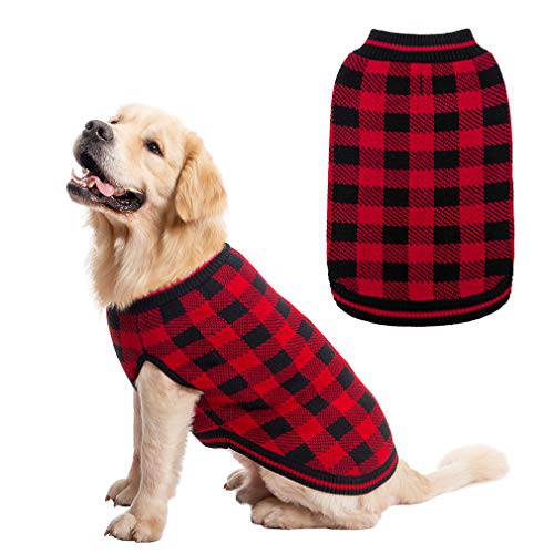 Plaid 강아지 스웨터 겨울 옷 - 니트웨어 소프트 야구 셔츠 디자인 스몰 미디엄 대형견 콜드 Days 착용
