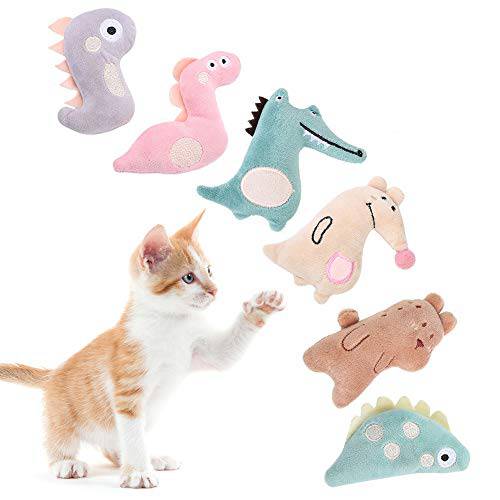 Bolcom  캣닙 고양이 장난감, 6 팩 고양이 치발기 실내 고양이, 내츄럴 캣닙 귀여운 고양이 체험형 캣닙 장난감 세트  캣닙 and 소프트 코튼 충전재 장난감 고양이/ Kitten