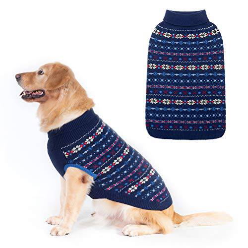 BINGPET  클래식 눈송이 강아지 스웨터 - 소프트 Thickening 강아지 고양이 따뜻한 코트 Apparel, 겨울 니트웨어 애완동물 옷  추운날씨