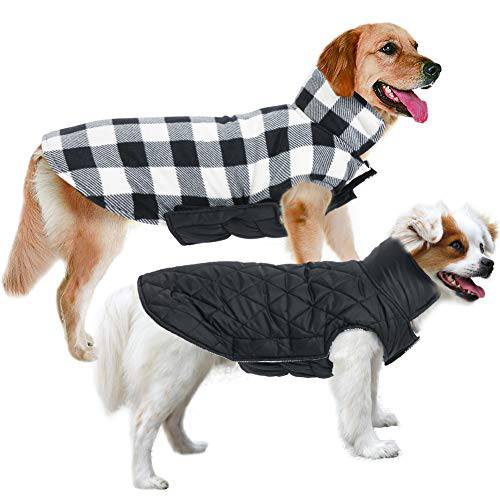 MIGOHI  강아지 자켓 겨울 바람막이 양면 강아지 코트  추운날씨 British 스타일 플레이드 따뜻한 강아지 조끼,베스트 스몰 미디엄 라지 강아지S, XL
