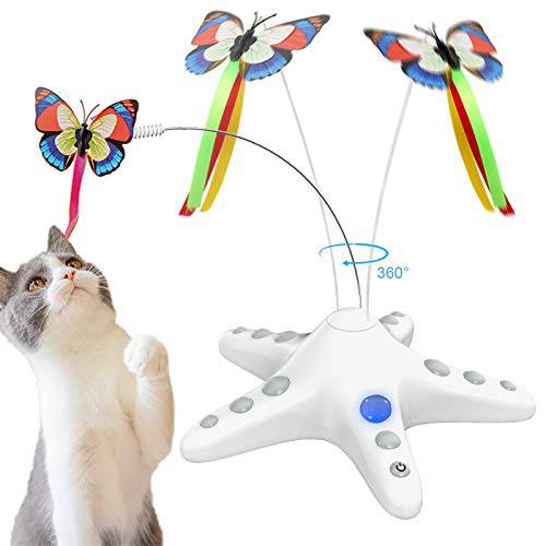 NPET 고양이 장난감, 체험형 고양이 장난감 실내 고양이/ Kitten, 전자제품 자동 고양이 장난감 360 도 회전 버터플라이 고양이 장난감 센서 스위치
