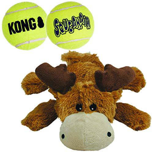 KONG - Cozie Marvin The Moose and 2 SqueakAir 볼 - 미디엄 개