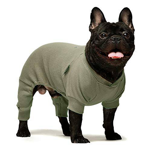 Fitwarm Basics 100% 코튼 경량 와플 니트 V-Neck 애완동물 옷 강아지 점프수트 잠옷 Onesies 고양이 의상