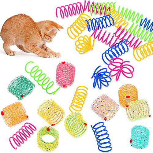 30 피스 고양이 장난감 와이드 고양이 스프링 장난감 Colorful Kitten 애완동물 플라스틱 코일 나선, 스파이럴 Springs Kitten Bouncing 플레이 트레이닝, 2 Styles