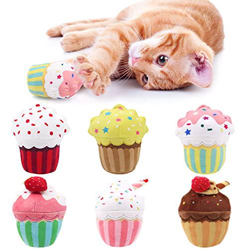 CiyvoLyeen 6 PCS 컵케이크 캣닙토이S 컵케이크 고양이 장난감 귀여운 Kitten 장난감 체험형 고양이 치발기 바이트 도구 캣닙토이 고양이 선물 고양이 Lovers
