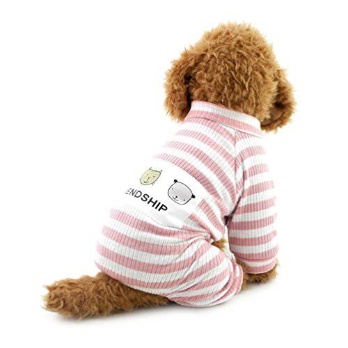 SMALLLEE_LUCKY_STORE 애완동물 점프수트 소형견 의상 강아지 옷 애완동물 셔츠 줄무늬, 라지, 그레이