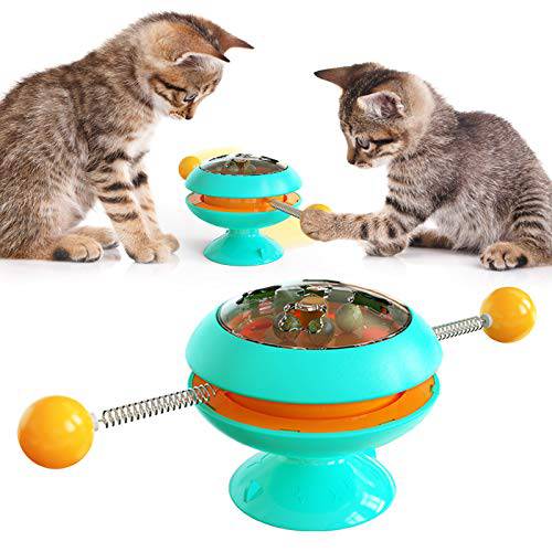 TLUUBONY 고양이 장난감 볼, 체험형 고양이 캣닙토이 강력 석션 컵, 회전 고양이 Windmill 장난감 실내 턴테이블 장난감 고양이 자동 360° 턴테이블