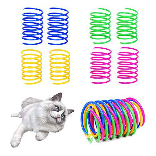 AigoAnyou 60 팩 고양이 장난감 애완동물 Colorful 고양이 Springs 코일 몰이, 날카로운, 사냥 Bounce Kitten 나선, 스파이럴 스프링, BPA 프리 듀러블 플라스틱 2 인치 (랜덤 컬러)