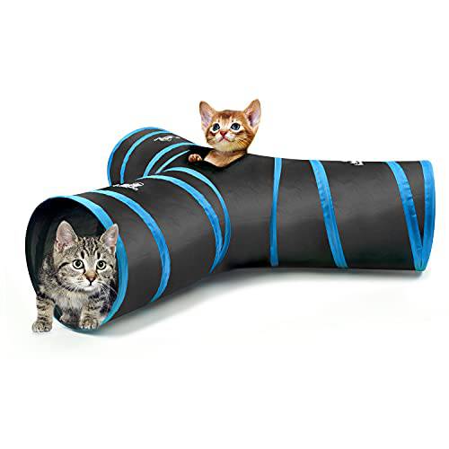 Pawaboo 고양이 장난감, 고양이 터널 튜브 3-Way 터널 확장가능 접이식,접을수있는 고양이 플레이 텐트 상호작용완구 미로 고양이 집 침실용 볼 and 벨 고양이 Kitten Kitty 토끼 스몰 동물