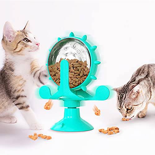 LALFPET 체험형 고양이 장난감, 애완동물 퍼즐 공급기, 회전 애완동물 간식, 스낵 분배 장난감 a 파워풀 빨판 and 벨