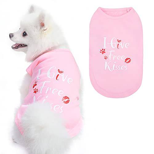 EXPAWLORER 패션 강아지 T-Shirt - I Give 프리 Kisses 프린트 소형견 조끼,베스트 옷 애완동물 고양이 강아지 의상